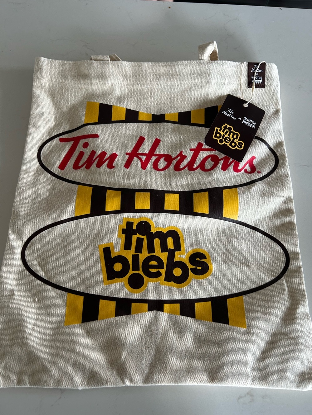 Justin Bieber x Tim Hortons "Timbiebs" Tote Bag. Limited Edition 2021
